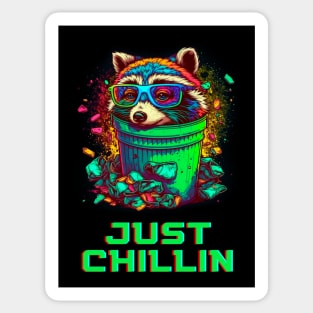 Just Chillin Raccoon Sticker